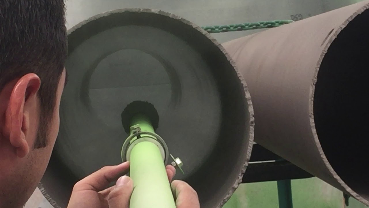Large diameter Pipe coating with Gema 7 Meter Lance