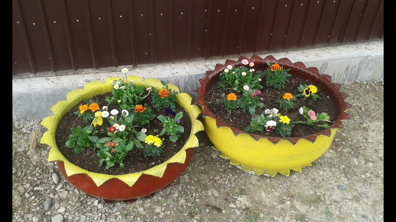 How to make a flower pot from an old car tire