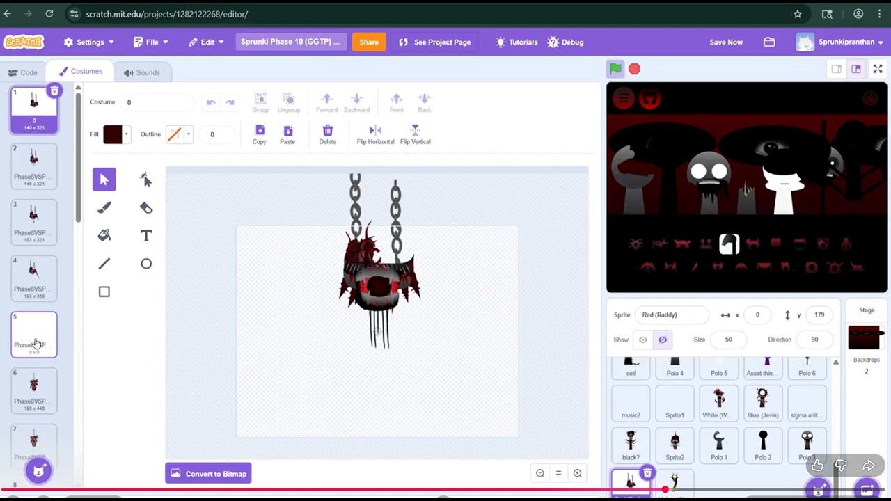 Как создать Sprunki Phase 10 на Scratch. Часть 2: звуковое сопровождение и костюмы Rady от Tej.
