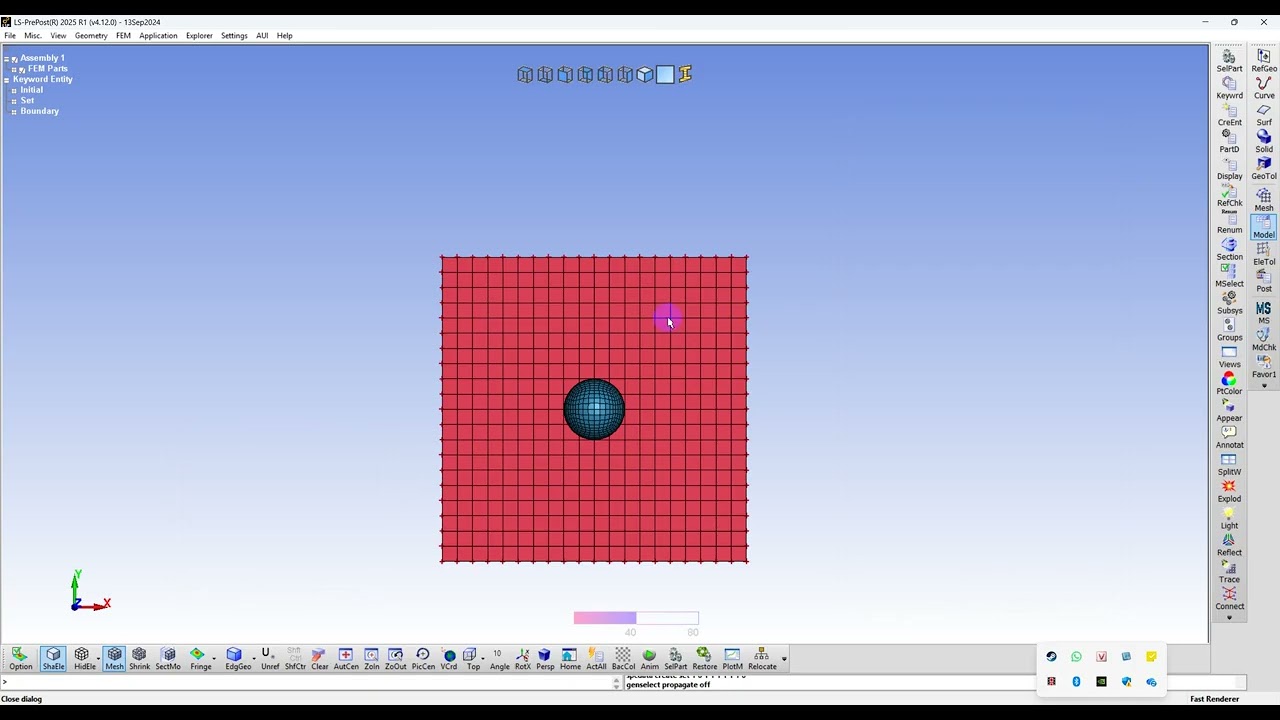 LSDYNA prepost: Ball drop on thin plate