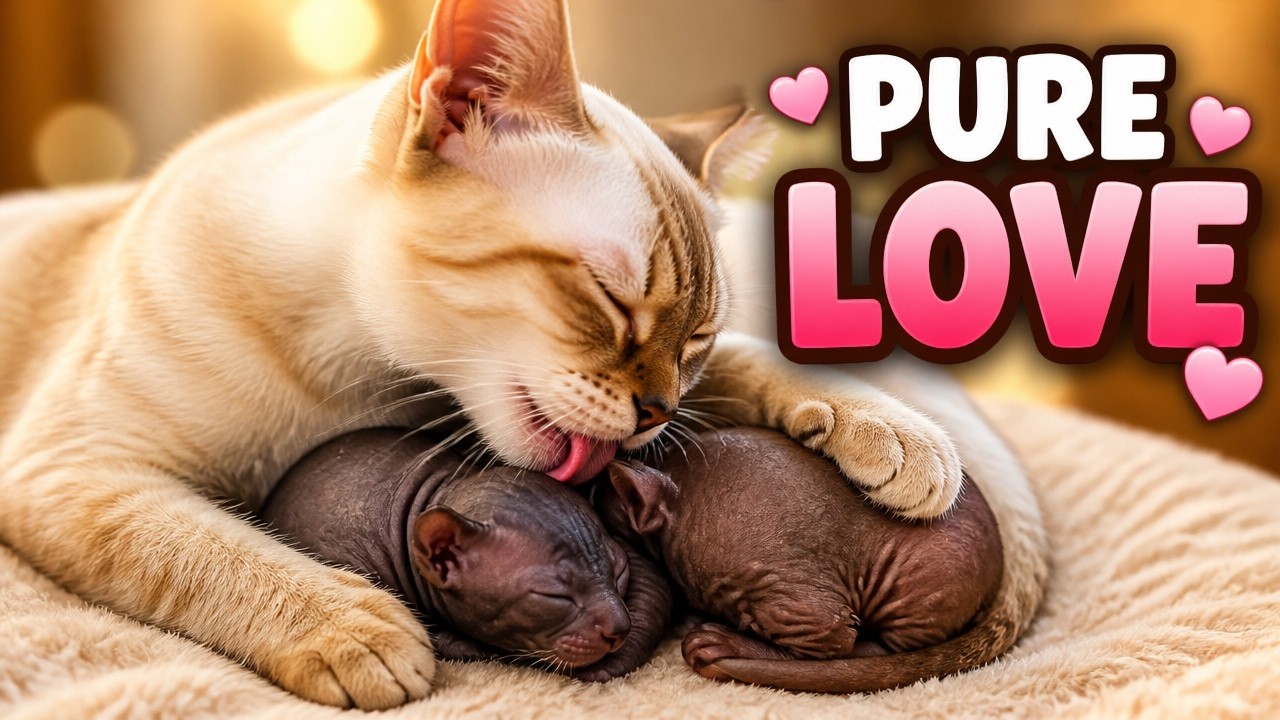 Mother Cat Gently Grooms and Nurses Her Kittens | Pure Cat Love 🐾