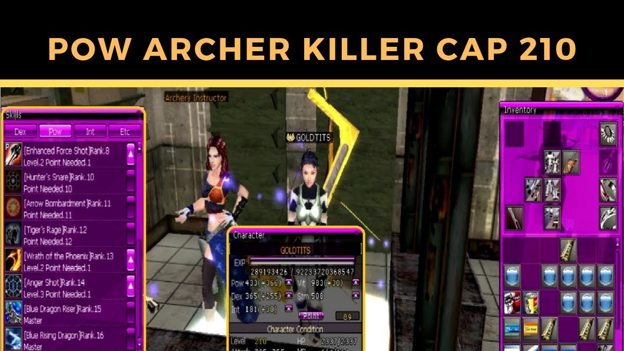 🎮POW Archer Killer || Cap 210 || Skill Build || RAN Online