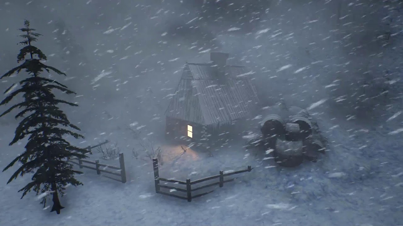 STRONG BLIZZARD near lonely hut at Night. Blowing wind, Howling wind | Frozen Hut Blizzard Night