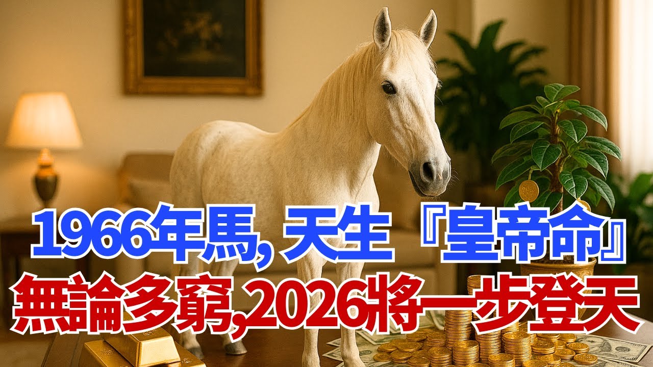 1966年馬：你天生就是『皇帝命』！不管現在多窮，明年2026年之後必將『一步登天』！#1966年屬馬 #屬馬運勢 #2026年生肖馬運勢 #財運 #偏財運 #皇帝命 #丙午年 #屬馬人