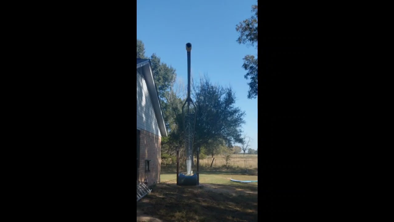 65 foot Rohn tower tilted up finally.  