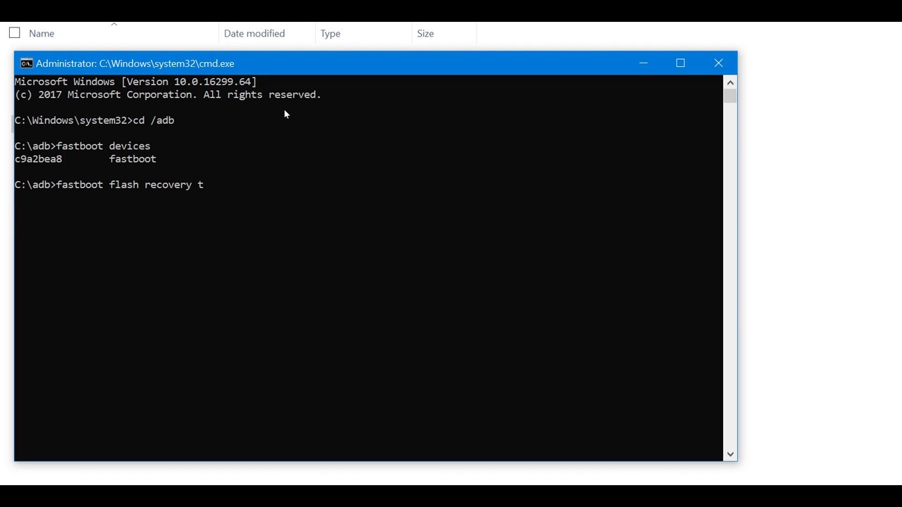 Installing TWRP using command prompt