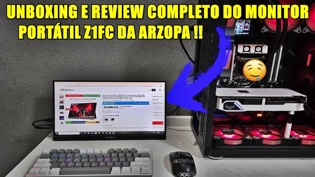 Unboxing e review completo do monitor portatil Z1FC da arzopa🔥