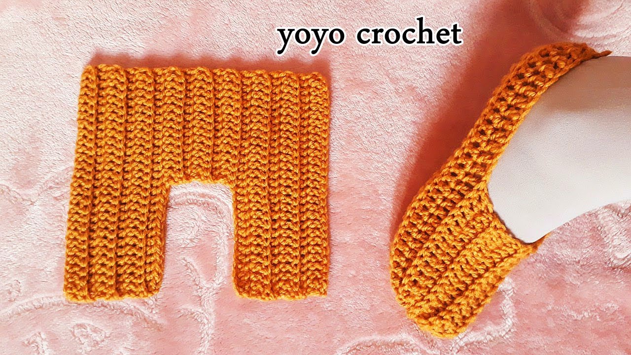 أسهل (سليبر كروشية ) بقطعة واحدة / وبكمية خيط قليلة / نسائى أو رجالى - slipper crochet#يويو كروشية