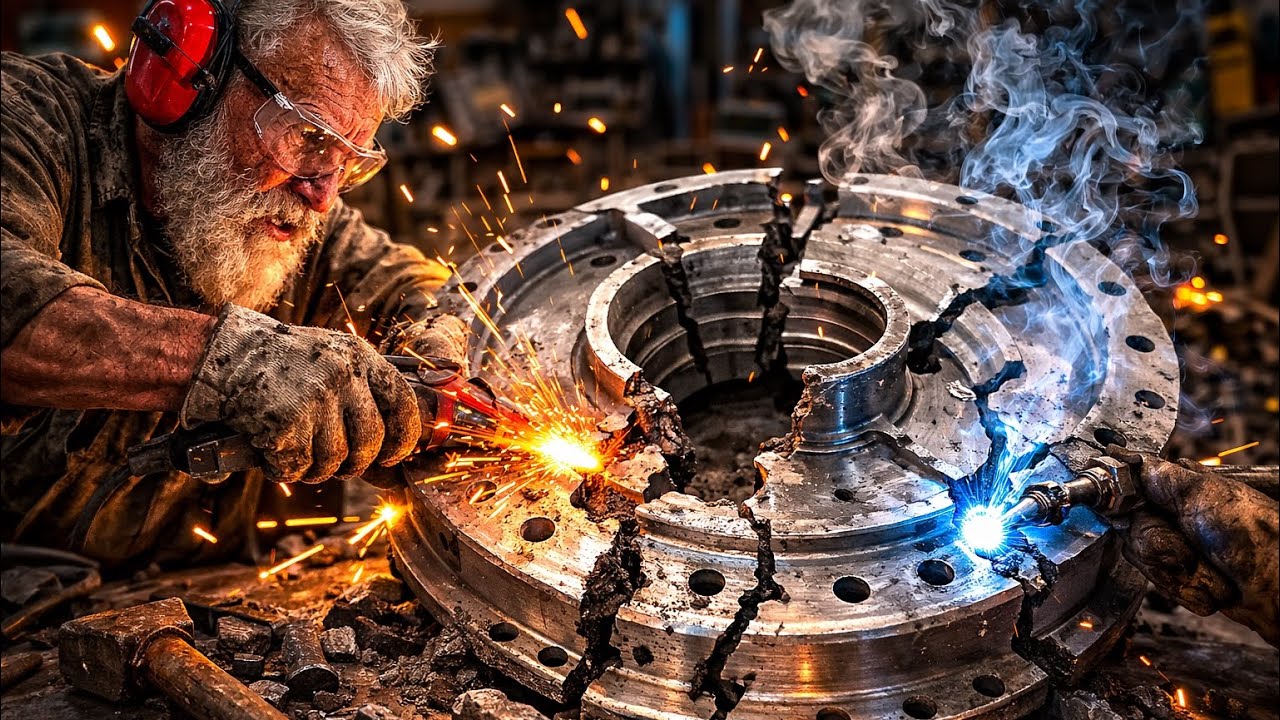 Old Man Fixes Completely Destroyed Giant Machine – Satisfying Restoration