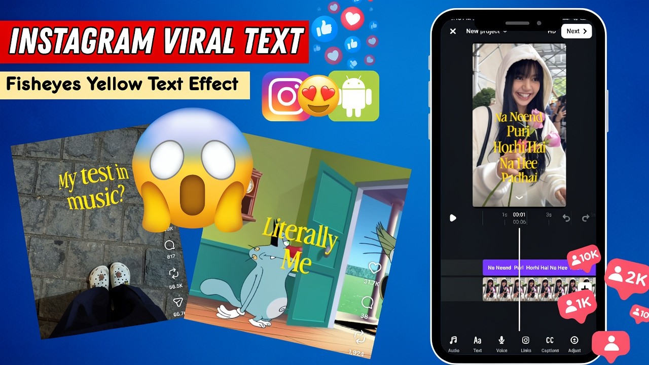 Instagram Viral Text Font Reels Tutorial | Trending Fisheyes Text Effect Reels Editing