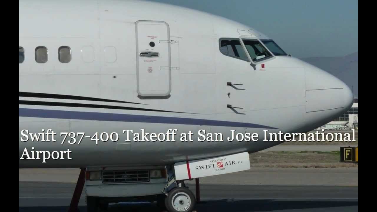 RARE Untitled (Swift Air) 737-400 Pre-Boarding and Takeoff at San Jose International Airport-SJC