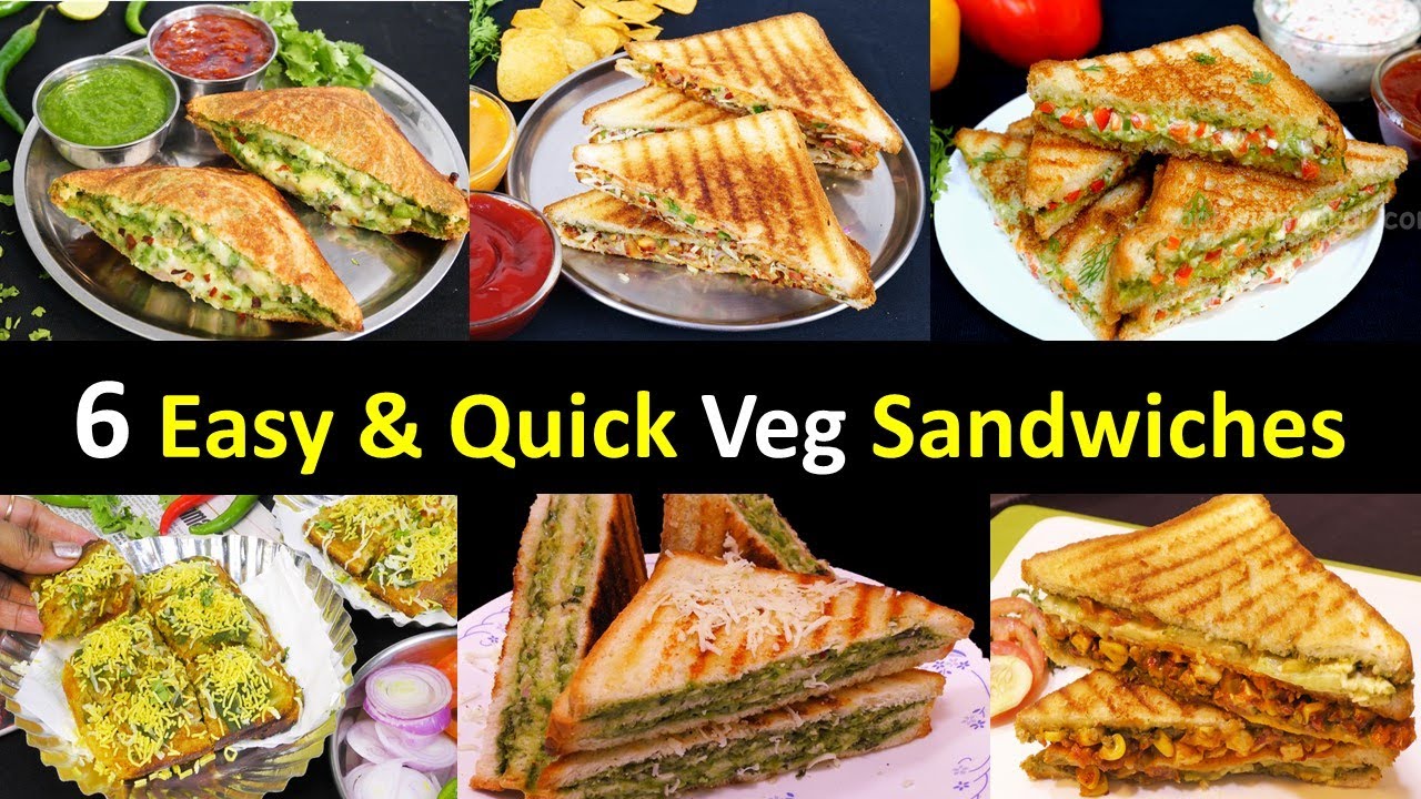 6 दिन 6अलग तरह के सबसेआसान झटपट वेज सैंडविच बिना झंझट | 6 Easy Tasty Veg Sandwich Recipes | Sandwich