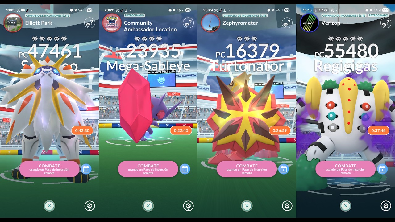 Invitaciones a SOLGALEO MEGA SABLEYE TURTONATOR REGIGIGAS OSCURO Pokemon GO live Remote raid invites