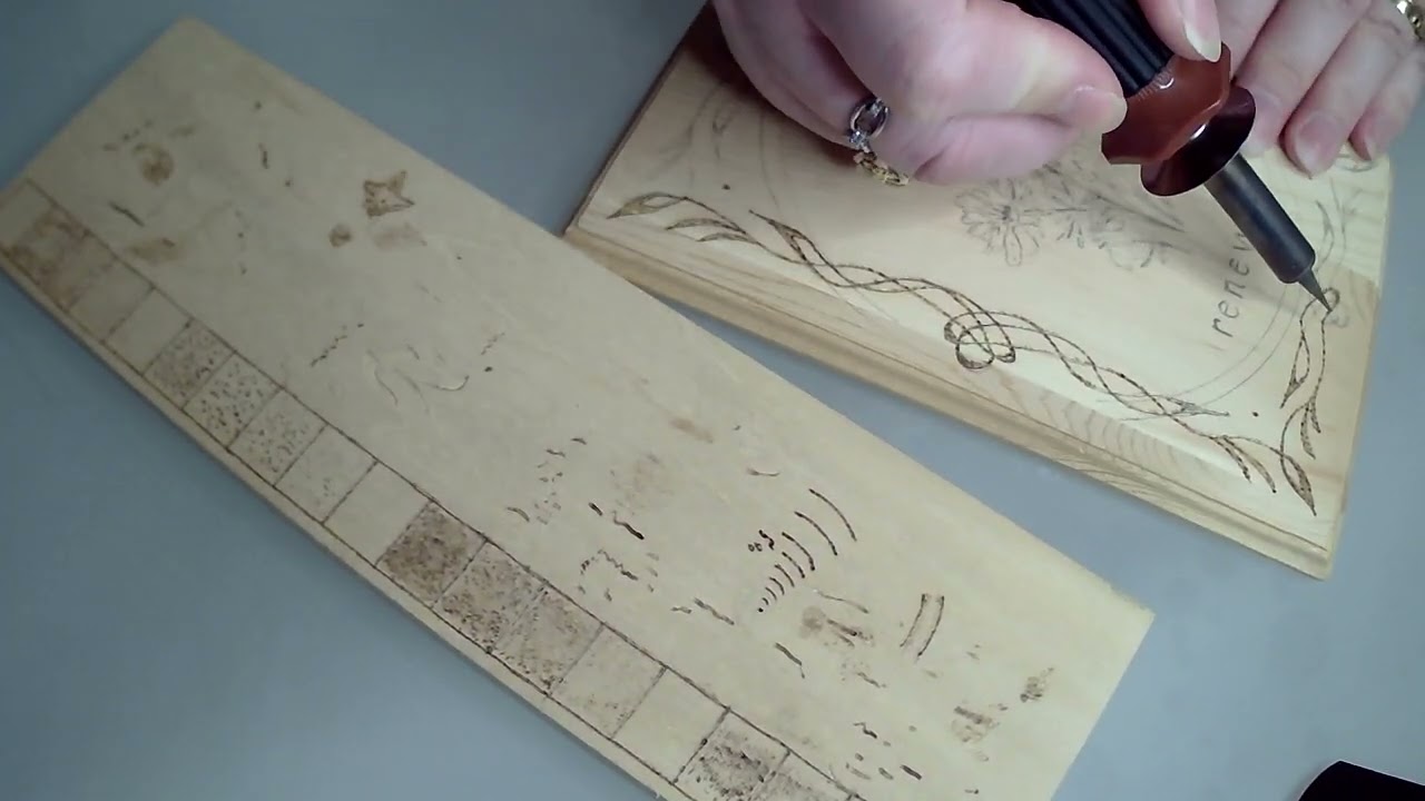Wood burning an Art Nouveau inspired border