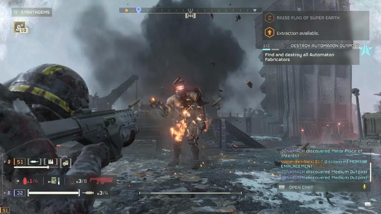 Helldivers 2 Casual gameplay: Cyberstan Sabotage Stockpile's From the Bots