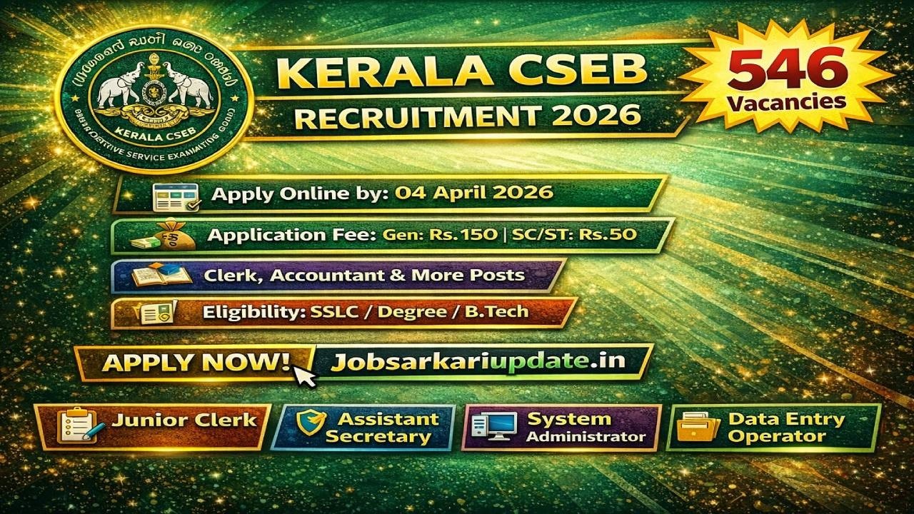 Kerala CSEB Recruitment 2026 – 7 Posts Full Details | Apply Now #govtjobs2026