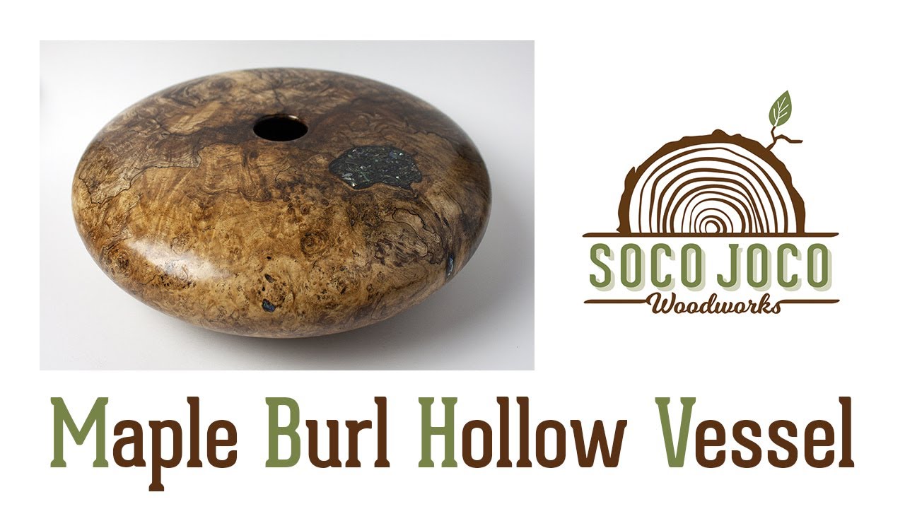 Woodturning - Maple Burl and Abalone Shell Hollow Vessel