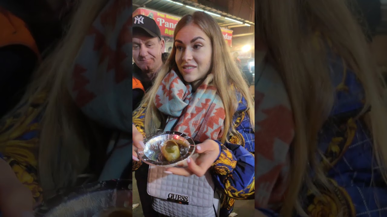 foreigner trying Pani Puri #streetfood #viral #trending #shorts   #india #foreigner #food #short