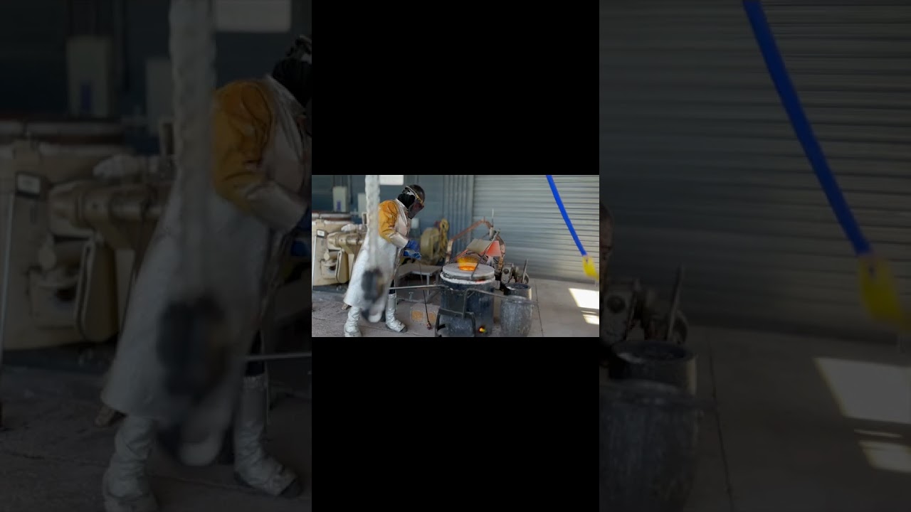 Pouring Bronze Cymbals #bronzefoundry #bronzecasting #craft #sculpture #bronzesculpture #welding