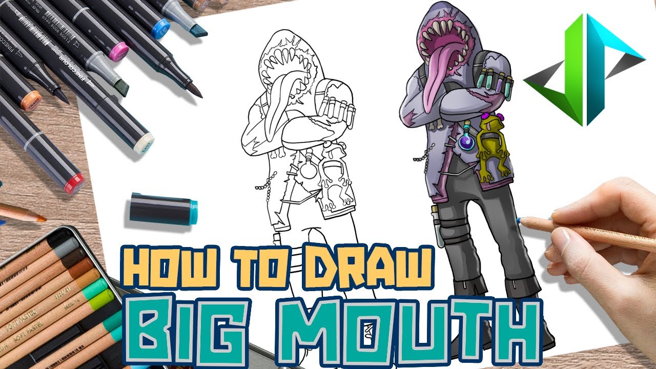 [DRAWPEDIA] HOW TO DRAW BIG MOUTH SKIN from FORTNITE - STEP BY STEP DRAWING TUTORIAL