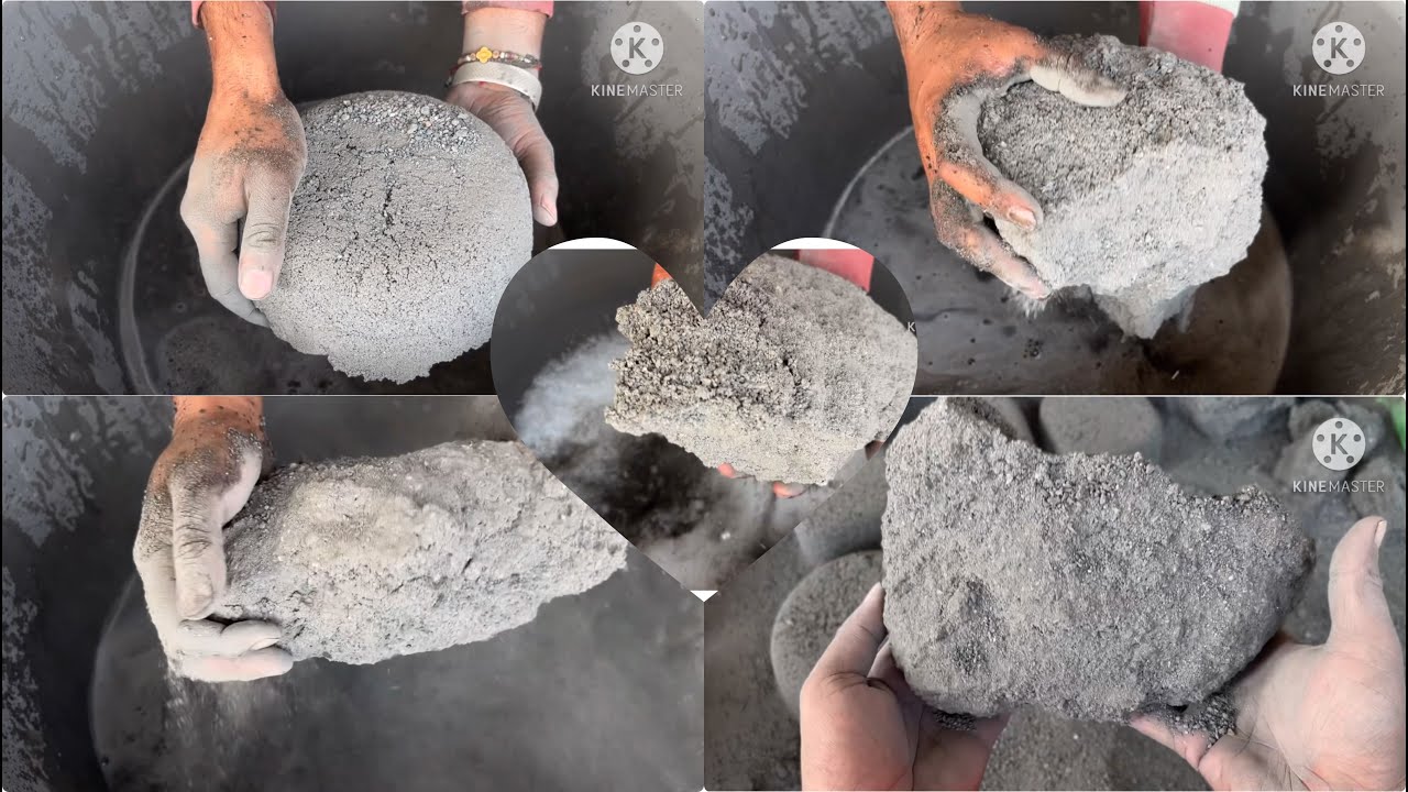 Black sand cement floor and water crumbling #satisfying