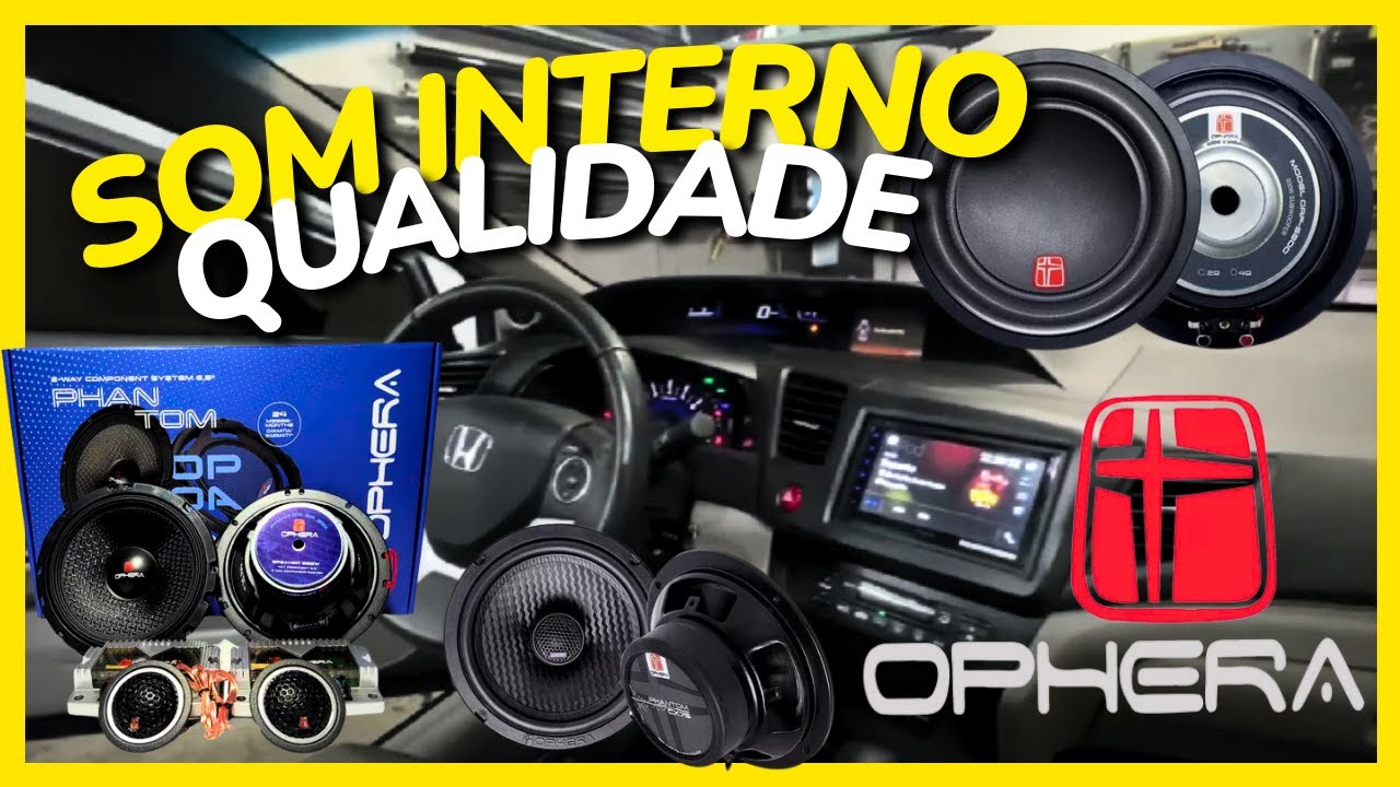 KIT 2 VIAS OPHERA OP90 / COAXIAL OPHERA / SUBWOOFER OPHERA COM CAIXA DE FIBRA CELADA - HONDA CIVIC