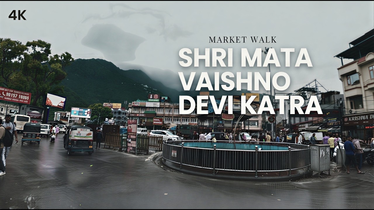 [4K HDR] Walking in Heavy Rain at Vaishno Devi Katra | Relaxing Monsoon Yatra ASMR Walk
