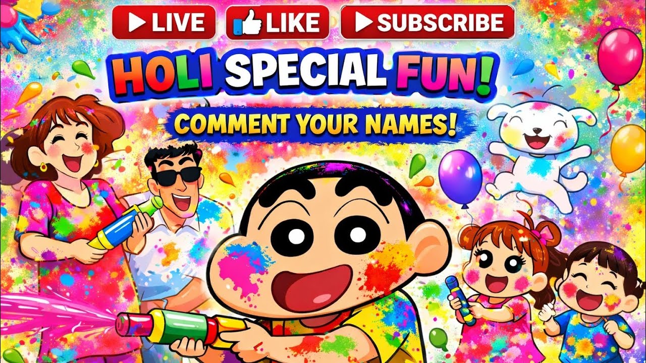 Ajo Jaldi  Apna Naam Btao Or Games Khelo Sabhi Holi Celebrate krygy Shinchan Ky Sth🥰😁