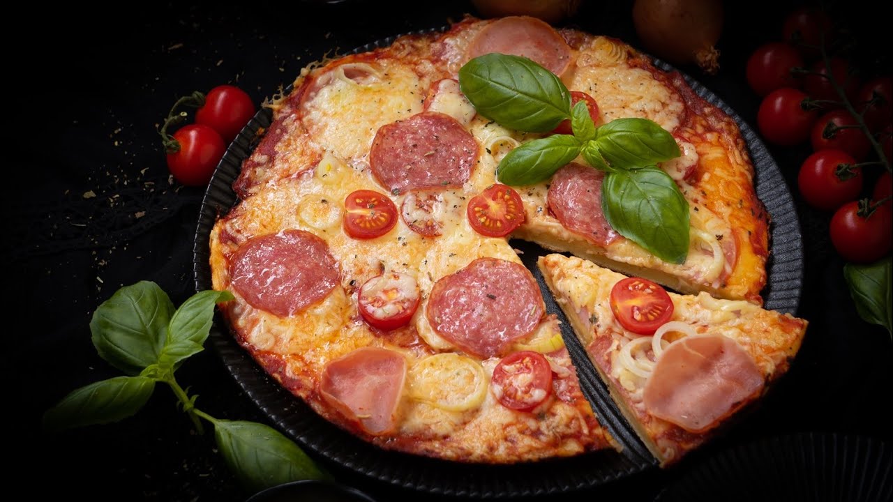 Pfannenpizza,ohne Hefe, die schnelle Pizza
