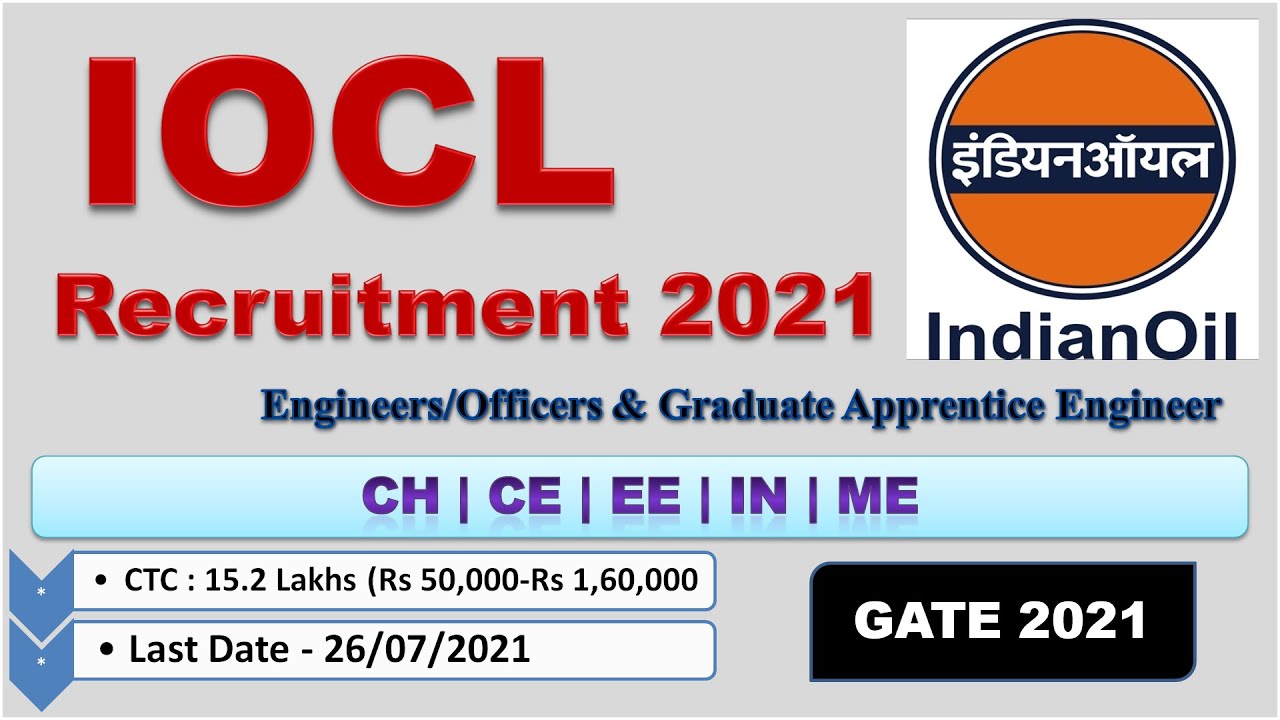 IOCL Recruitment through GATE 2021 | Engineers/Officers & GAE | Latest Job 2021 || Chemgate Academy
