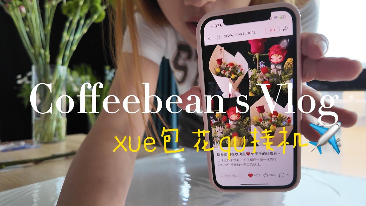 coffeebean's vlog06|make flower bouquets and pick up a friend at the airport