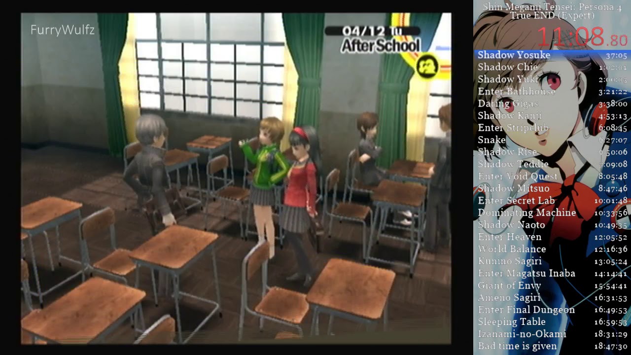 Persona 4 (PS2) Expert, True Ending Speedrun in 