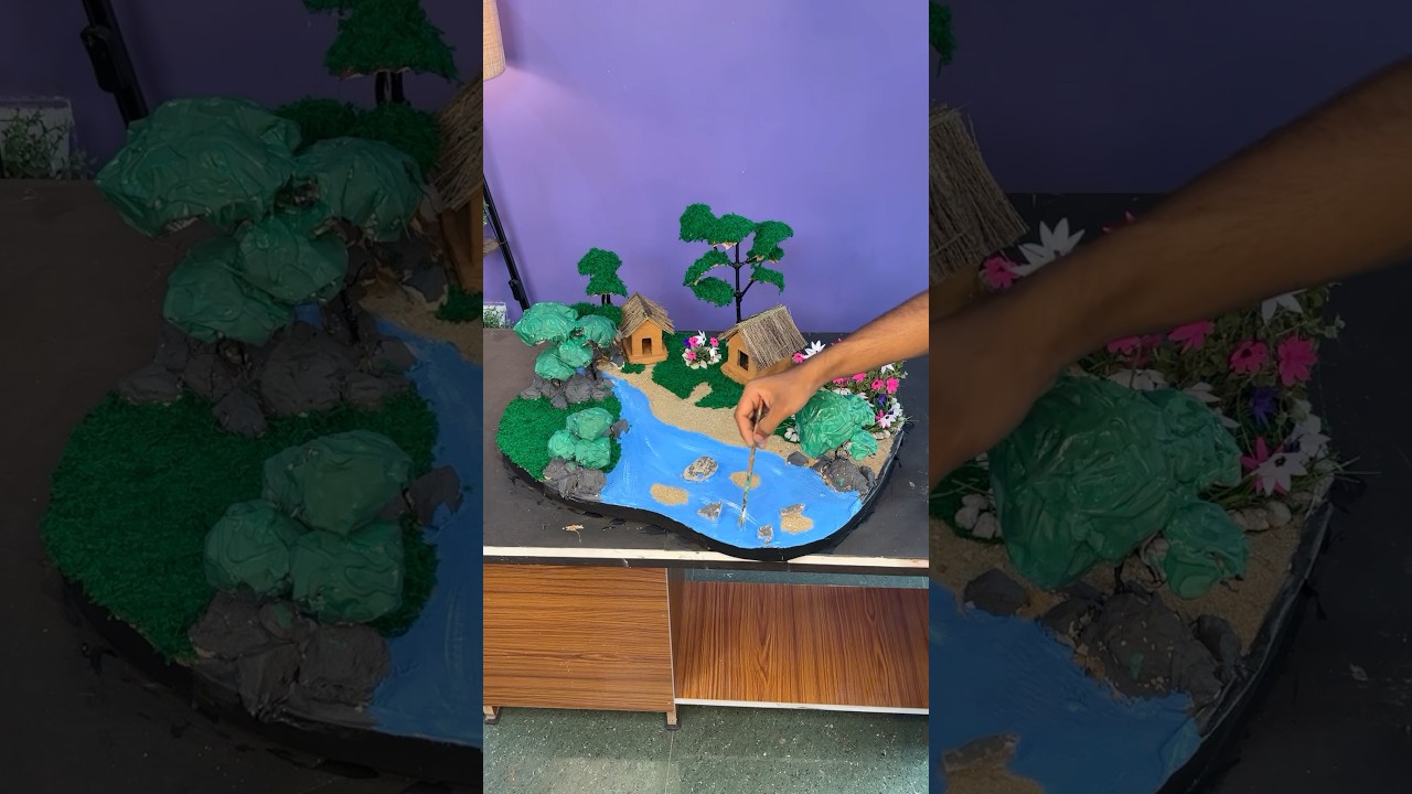 Mini Village with Clay Houses! 🏡✨ #ClayCraft #MiniatureWorld #shorts #ytshort