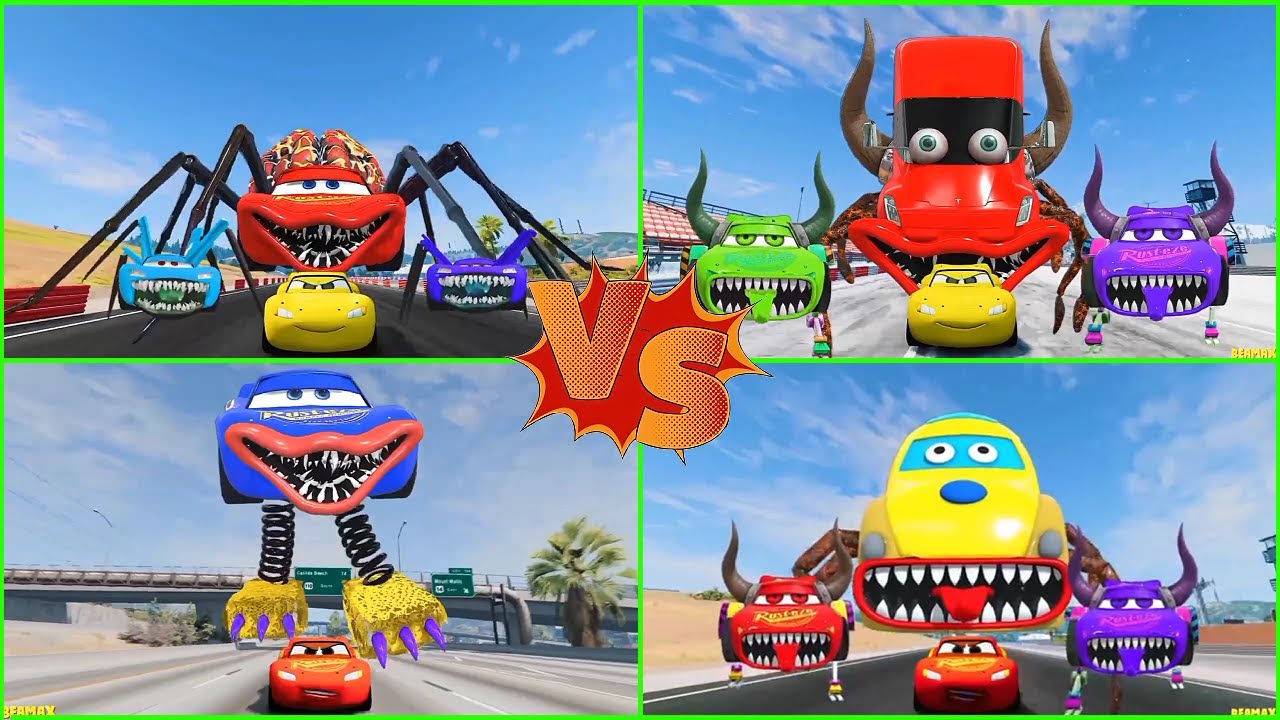 ULTIMATE CAR BATTLE! 🚗🔥 McQueen Eater vs Mega Monster Trucks | GTA 5 FIGHT