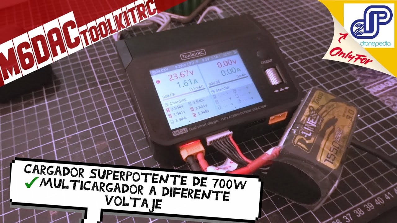 Super cargador M6DAC de TOOLKITRC caga dos baterias diferentes al mismo tiempo hasta 6Celdas |NQUEH