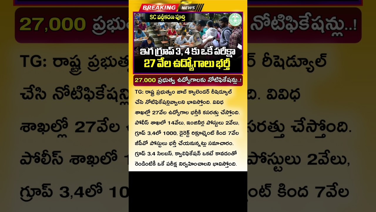 నిరుద్యోగులకు గుడ్ న్యూస్ 27,000 ఉద్యోగాలు Latest Govt Job Notifications 2025 Telangana Latest Jobs