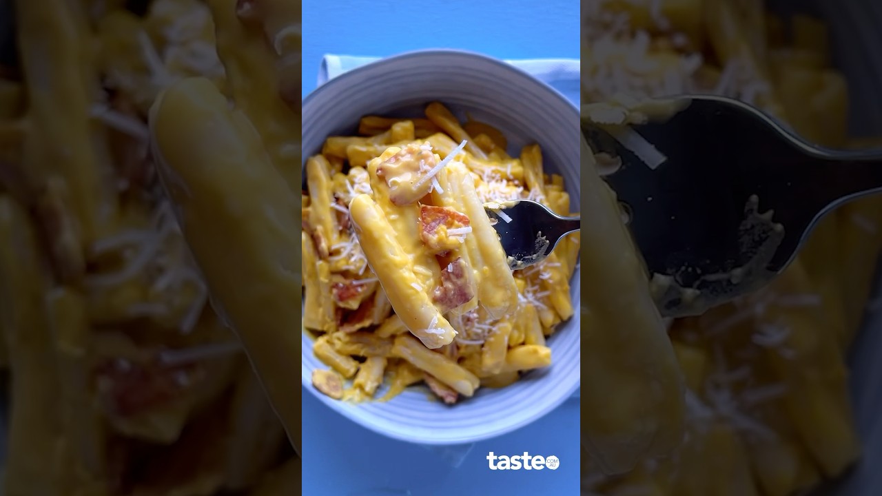 Kremowy dyniowy casarecce carbonara
