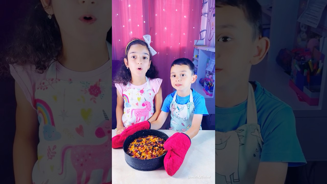 Children make a healthy and delicious peach cake  #recipe #viralvideo #shorts #cooking #food #viral