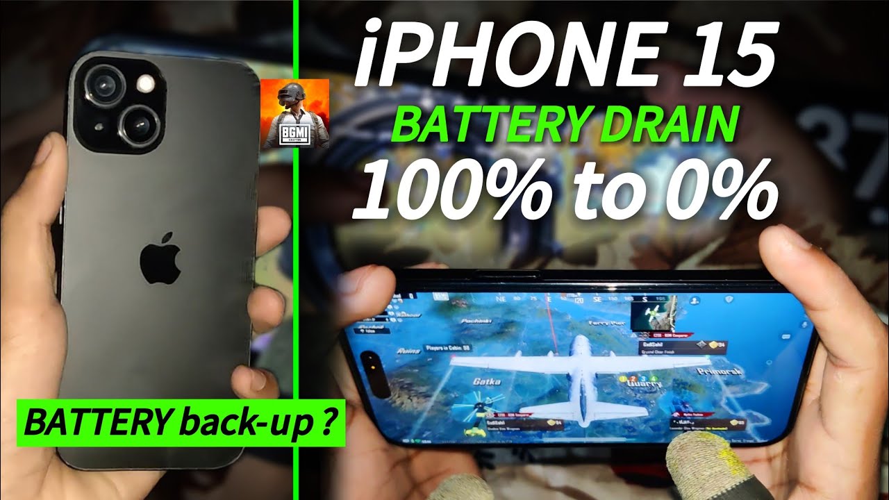 iPHONE 15 BGMI BATTERY DRAIN 100 - 0% TEST😱 IPHONE 15 IN 2025 FOR BGMI?