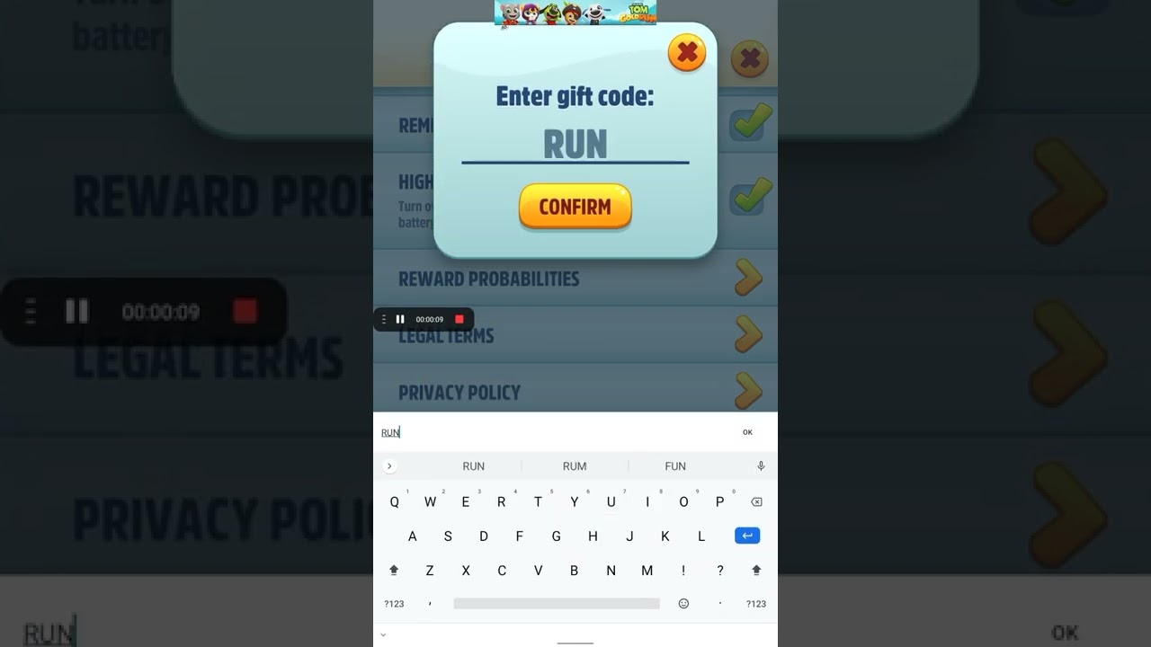 Don't forget to redeem code in talking Tom Gold Run