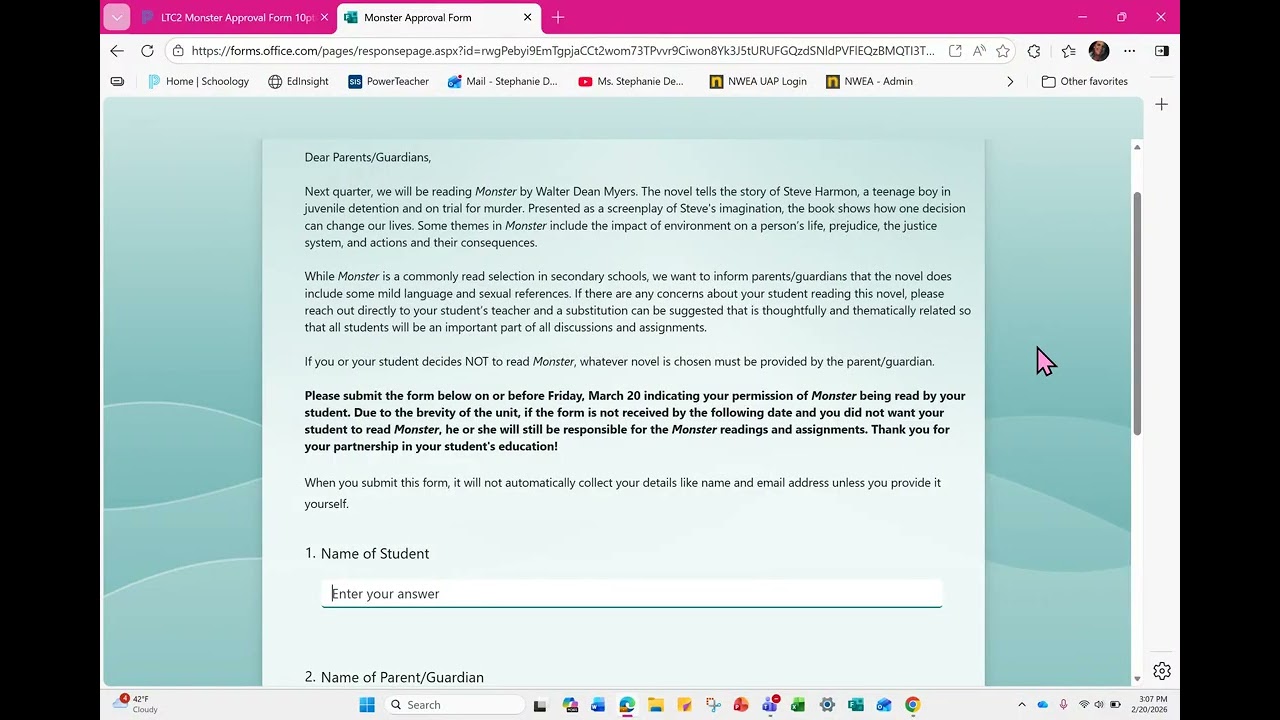 LTC2 Monster Approval Form