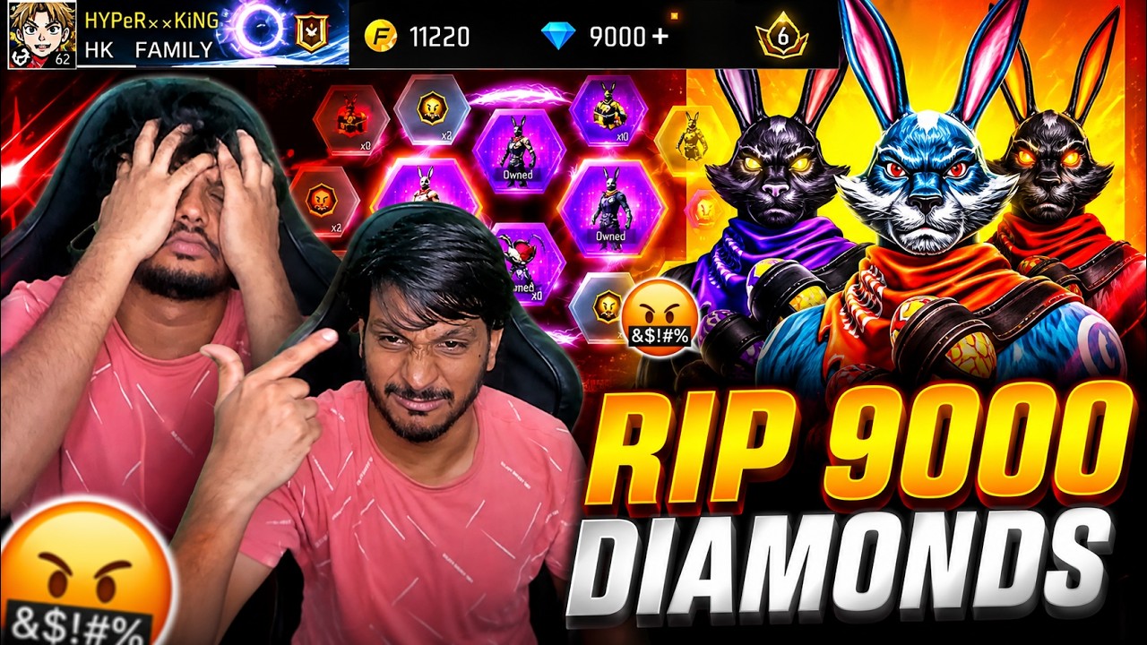 RIP 9000💎 DIAMONDS! 🤬 | BUNNY BUNDLE SPIN 🐰 | FREE FIRE TELUGU