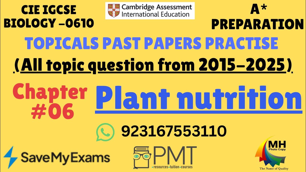 Ch #06 Plant Nutrition #0610biology #pastpaperpractice 