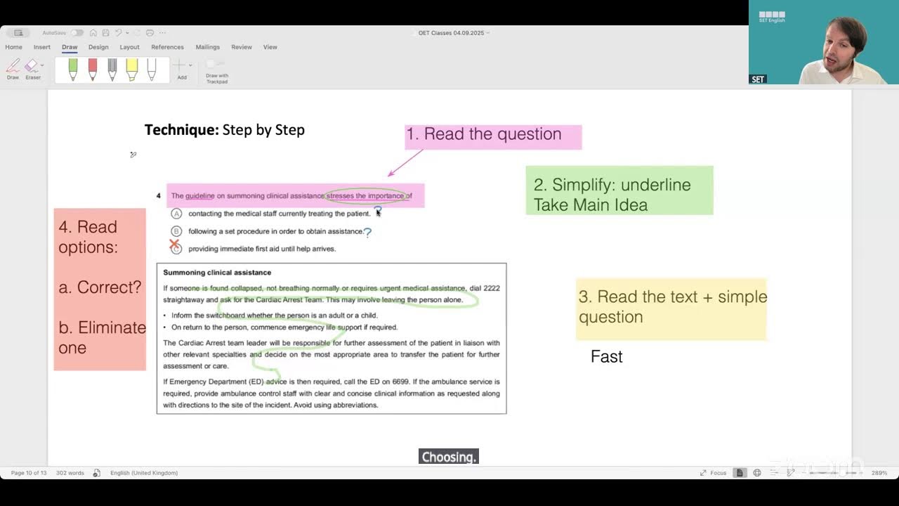 OET Reading Part B Format