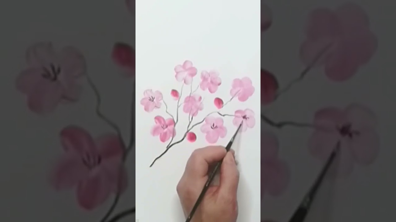 Kirschbl&uuml;ten in Acryl malen