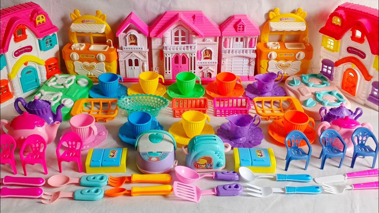 4:59 Minutes Satisfying with Unboxing Barbie Princess Kitchen & Refrigerator Play Set Review Toys