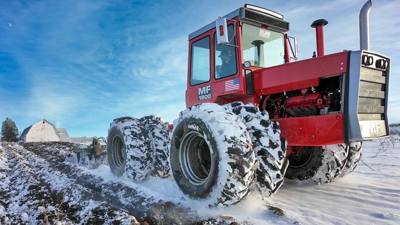 Chisel Plowing in the Snow Massey Fergusoon 1800 Tractor