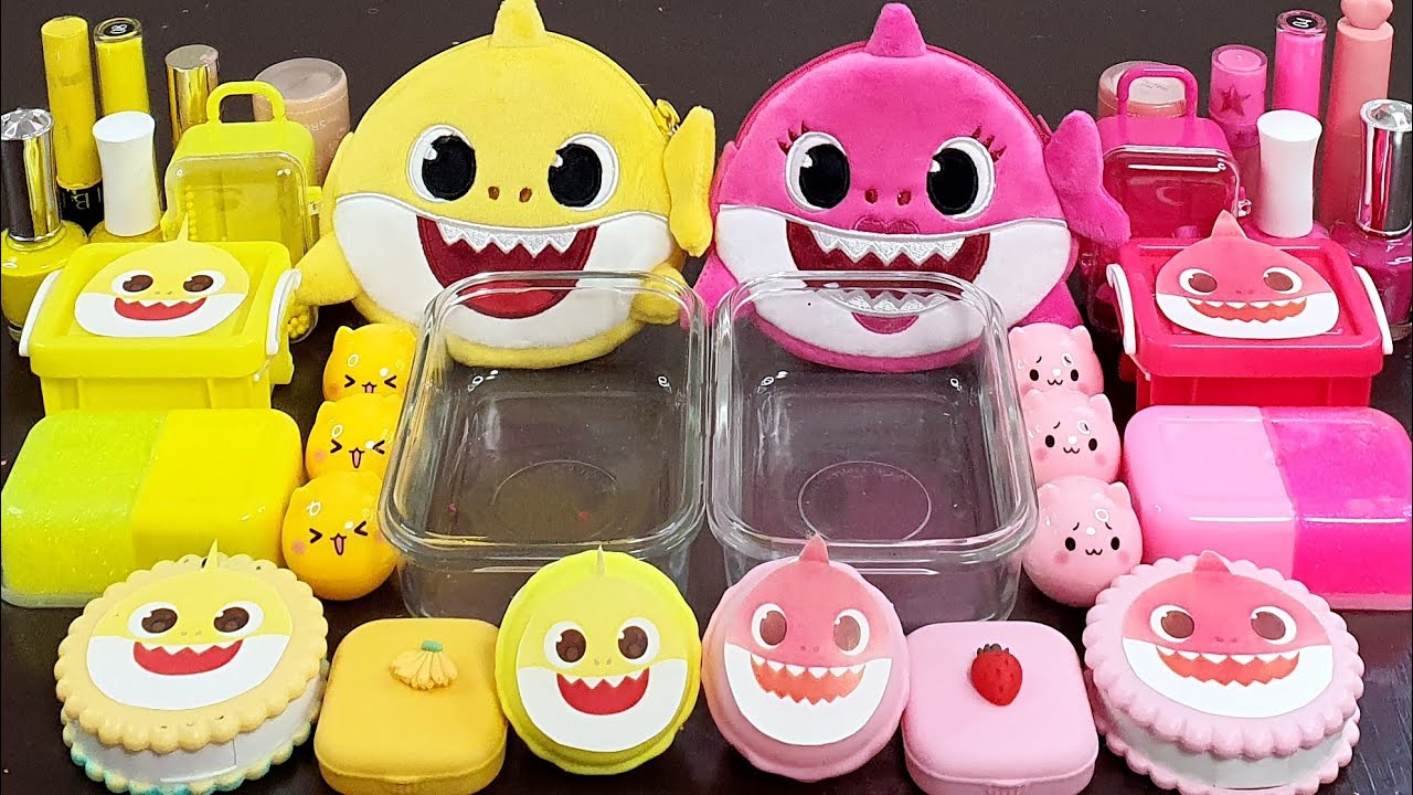 Baby Shark vs Mommy Shark Slime Mixing Random Into Slime! Satisfying Slime Video ASMR