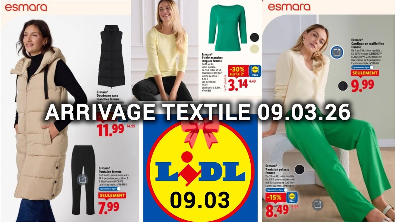 LIDL Arrivage de la Semaine 9/03/26 ❤️💛💙 PROMO TEXTILE ❤️💛💙 Maison & Décoration Bricolage Parkside