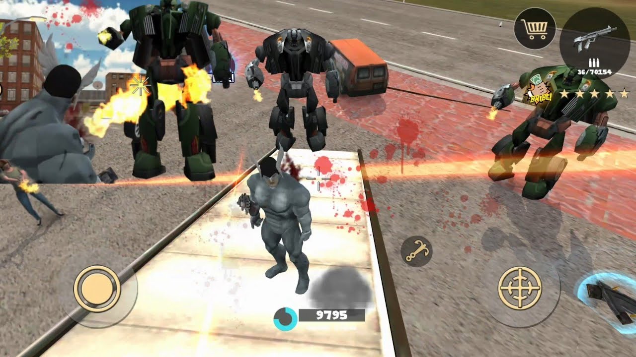 Playing with Robot Cars | funny gangster #47 rope hero vice town ( by Naxeex LLC ) Android Gameplay